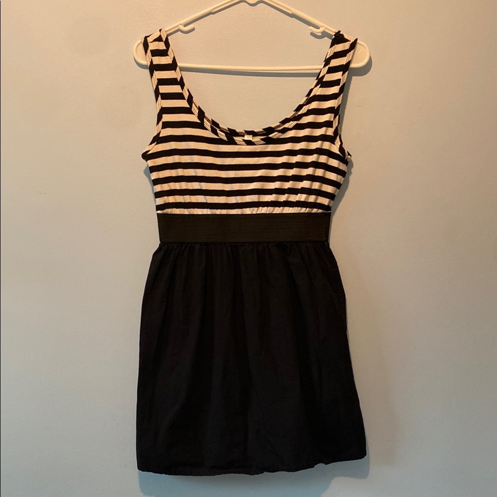 Xhilaration Black and White Striped Mini Dress